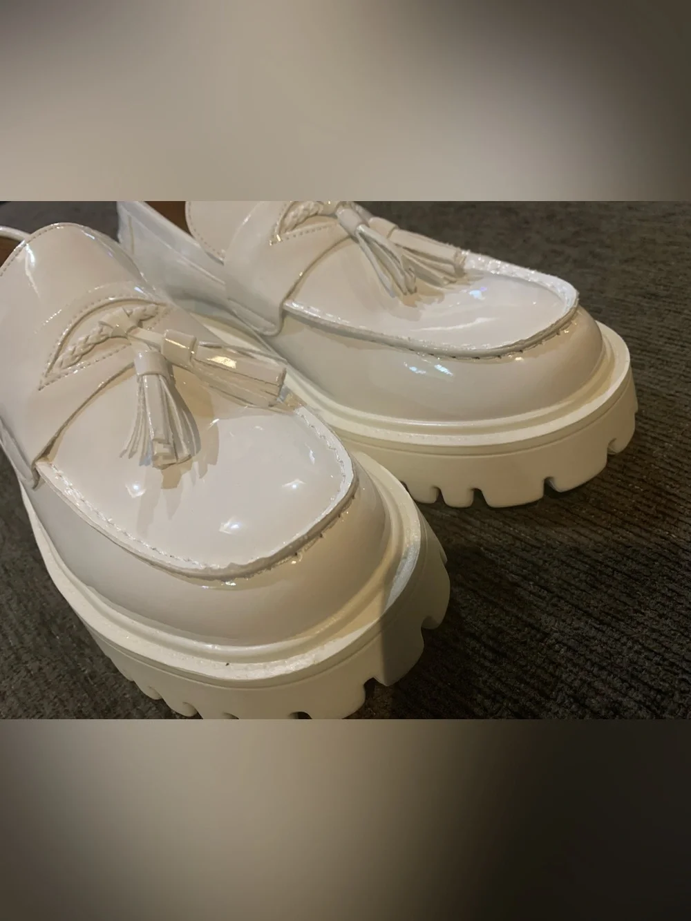 Chunky White Tassel Loafers
